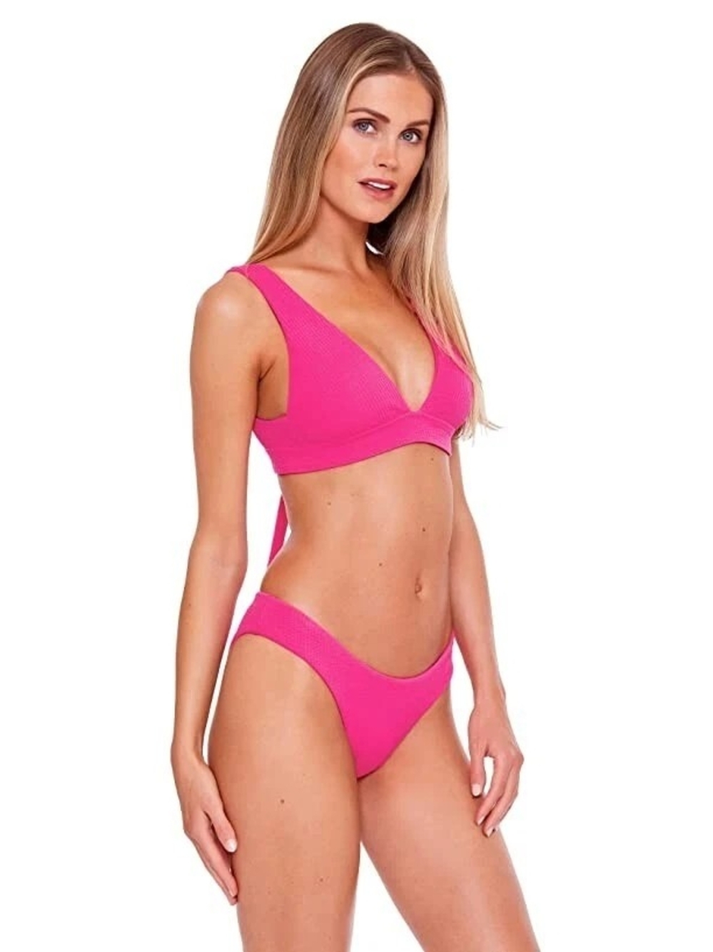 BECCA Hot Pink V-Neck Bikini Set